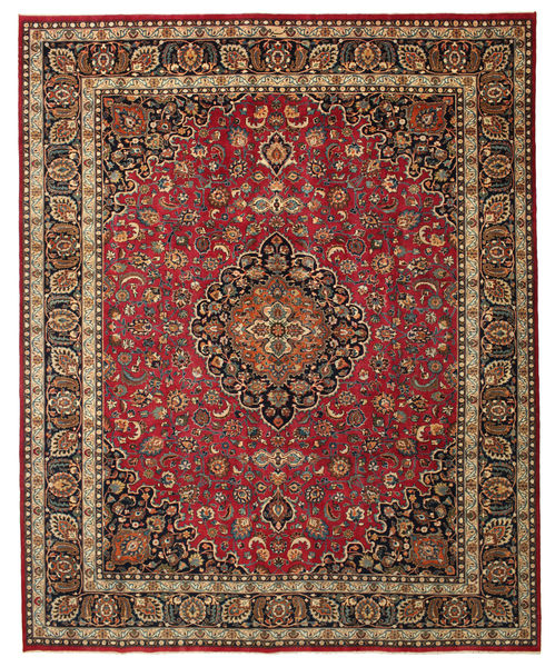 Mashad Patina Signed: Hamideh Rug 303X376 Authentic
 Oriental Handknotted Dark Red/Dark Brown Large (Wool, Persia/Iran)