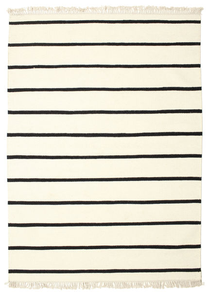 Dhurrie Stripe - White/Black Rug 140X200 Authentic
 Modern Handwoven Beige (Wool, India)