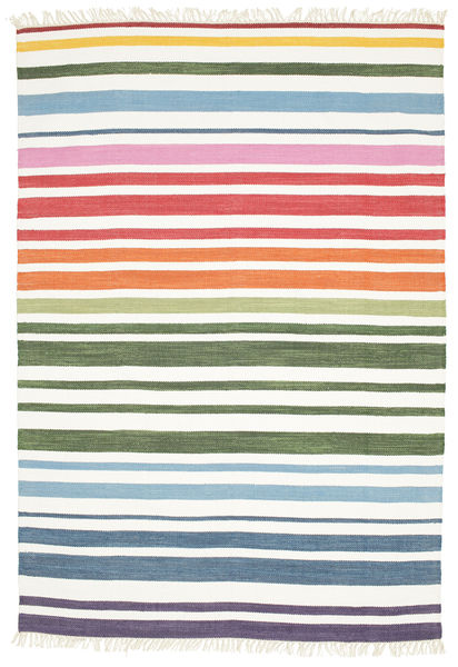 Rainbow Stripe - White Χαλι 160X230 Σύγχρονα Χειροποίητη Ύφανση Λευκό/Κρεμ (Βαμβάκι, Ινδικά)