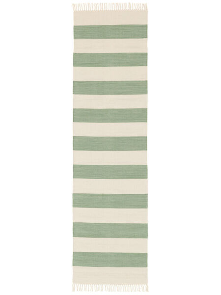 Cotton Stripe - Mint Teppich
 80X300 Echter Moderner Handgewebter Läufer Beige/Lindgrün (Baumwolle, Indien)