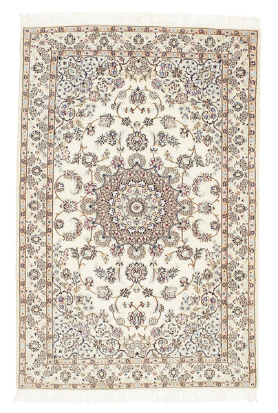 Nain 6La Tapete 102X155 Oriental Feito A Mão Bege/Cinzento Claro (Lã/Seda, Pérsia/Irão)