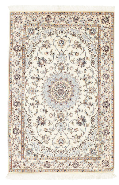 Nain 6La Tapete 100X152 Oriental Feito A Mão Bege/Castanho Claro (Lã/Seda, Pérsia/Irão)