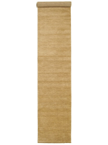 ハンドルーム Fringes - ベージュ 絨毯 80X400 モダン 廊下 カーペット 薄茶色 (ウール, インド)