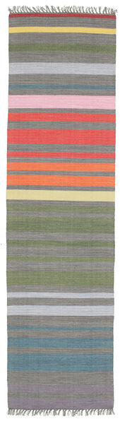 Rainbow Stripe - Grey Rug 80X300 Authentic
 Modern Handwoven Hallway Runner
 Dark Grey/Light Grey (Cotton, India)