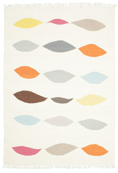 Leaves - Blanc Tapis 160X230 Moderne Tissé À La Main Beige (Laine, Inde)