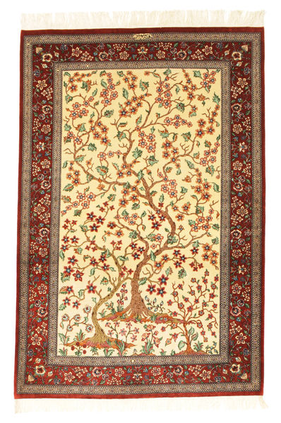 Ghom Seda Assinado: Motevasel Tapete 101X153 Oriental Feito A Mão Bege/Castanho Claro (Seda, Pérsia/Irão)