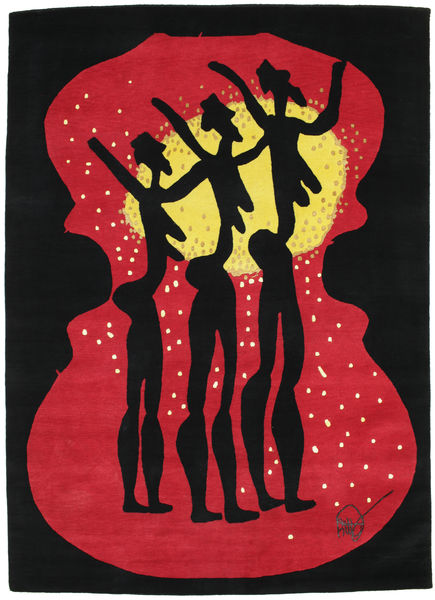 Dance Szőnyeg 155X220 Modern Csomózású Fekete/Piros (Gyapjú, India)