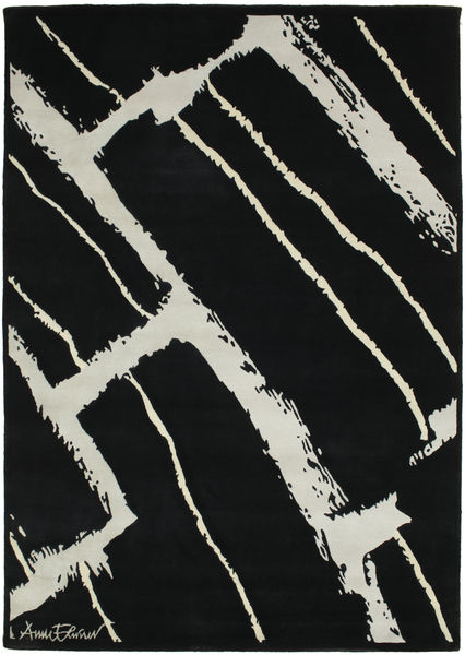 Power Alfombra 155X220 Moderna Hecha A Mano Negro/Gris Claro (Lana, India)