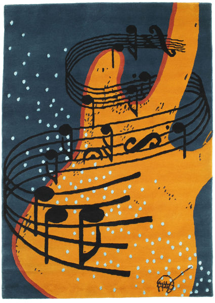 Rolling Tones Szőnyeg 100X140 Modern Csomózású Sötétkék/Narancssárga (Gyapjú, India)