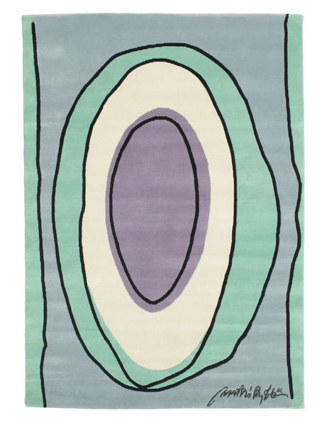 Oval Alfombra 135X190 Moderna Hecha A Mano Verde Pastel/Gris Claro/Azul Claro (Lana, India)