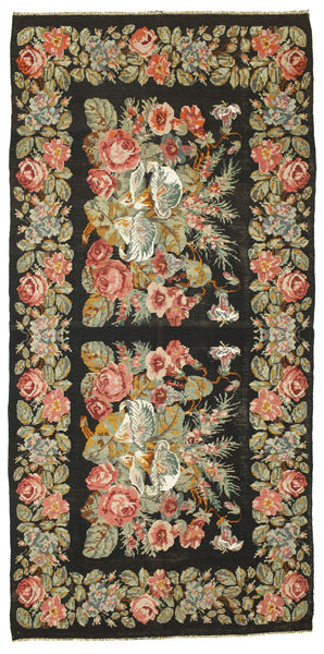 Rosekelim Sag 200X410 Autentični
 Orijentalni Ručno Tkani Crna/Tamnosiva (Vuna, Moldavija)