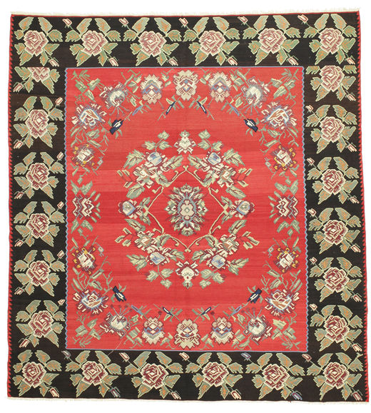 Kilim Semi-Antigo Tapete 272X290 Oriental Tecidos À Mão Quadrado Cinza Escuro/Laranja Grande (Lã, Slovenia)