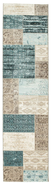 패치워크 Auckland 러그 80X300 모던 복도용 러너
 라이트 그레이/베이지/터코이즈 블루 ( 터키)