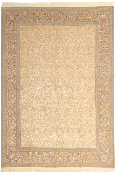 Isfahan Silkesvarp Signerad: Dardashti Matta 250X350 Äkta Orientalisk Handknuten Beige/Ljusbrun Stor (Ull/Silke, Persien/Iran)