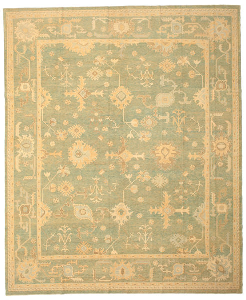 Usak Tapete 330X400 Oriental Feito A Mão Verde Claro/Bege Escuro Grande (Lã, Turquia)