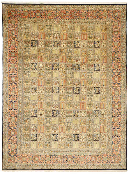 Kashmir Pura Seda Tapete 244X343 Oriental Feito A Mão Castanho Claro/Castanho (Seda, Índia)