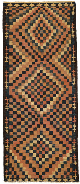 Kilim Fars Tapete 145X355 Oriental Tecidos À Mão Tapete Passadeira Preto/Castanho (Lã, Pérsia/Irão)