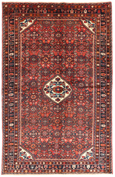 Hosseinabad Tapis 146X229 D'orient Fait Main Marron/Bleu Foncé (Laine, Perse/Iran)