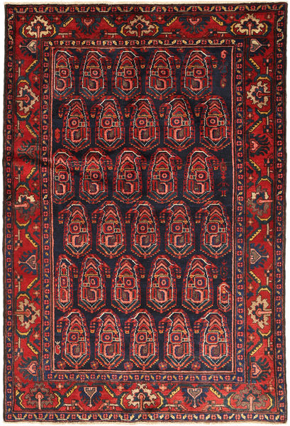 Nahavand Rug 136X202 Authentic
 Oriental Handknotted Dark Red/Dark Green (Wool, Persia/Iran)