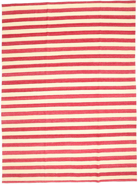 Kelim Moderne Vloerkleed 207X284 Echt Modern Handgeweven Beige/Roze (Wol, Afghanistan)