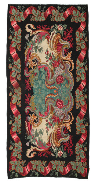 Rosekelim Moldavia Sag 180X378 Autentični
 Orijentalni Ručno Tkani Crna/Tamnocrvena (Vuna, Moldavija)