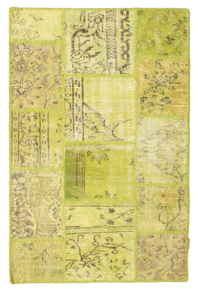 Patchwork Teppich
 98X150 Echter Moderner Handgeknüpfter Gelb/Olivgrün (Wolle, Türkei)