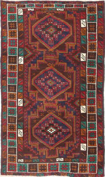 Beluch Tapijt 115X195 Echt Oosters Handgeknoopt Donkerrood/Bruin (Wol, Afghanistan)