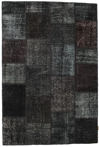 Patchwork Tapis 157X230 Moderne Fait Main Noir/Gris Foncé (Laine, Turquie)