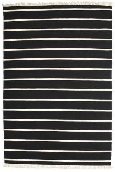 Dhurrie Stripe - Preto/Branco Tapete 200X300 Moderno Tecidos À Mão Preto/Bege (Lã, Índia)