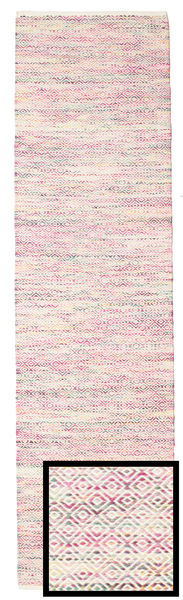 Hugo - Multi Rosa Tappeto 80X300 Moderno Tessuto A Mano Alfombra Pasillo Rosa Chiaro/Beige ( India)