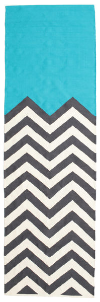 Alisha Teppich
 80X250 Echter Moderner Handgewebter Läufer Beige/Türkisblau/Dunkelgrau (Baumwolle, Indien)