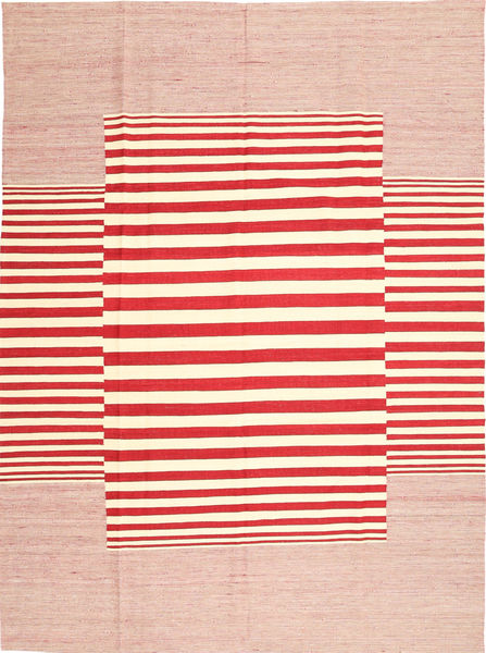 Kelim Moderni Matto 213X286 Moderni Käsinkudottu Vaaleanpunainen/Beige/Punainen (Villa, Afganistan)