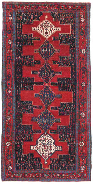 Senneh Patina Rug 128X277 Authentic
 Oriental Handknotted Crimson Red/Black (Wool, Persia/Iran)