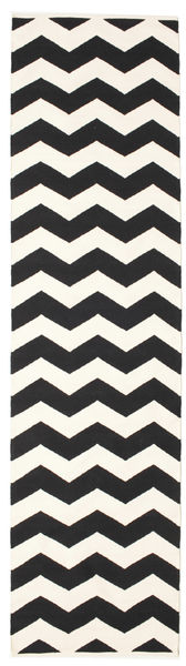 Echo Tapis 80X300 Moderne Tissé À La Main Tapis Couloir Noir/Beige (Coton, Inde)