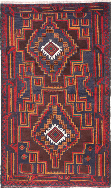 Beluch Χαλι 80X142 Ανατολής Χειροποιητο Kόκκινα/Σκούρο Γκρι/Σκούρο Μωβ (Μαλλί, Αφγανικά)