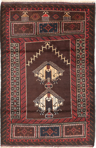 Beluch Χαλι 86X134 Ανατολής Χειροποιητο Σκούρο Καφέ/Σκούρο Κόκκινο (Μαλλί, Αφγανικά)