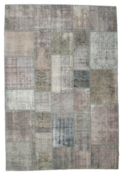 Patchwork Dywan 205X299 Nowoczesny Tkany Ręcznie Jasnoszary/Ciemnoszary (Wełna, Turcja)