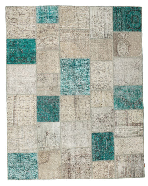 Patchwork Tapete 236X302 Moderno Feito A Mão Cinzento Claro/Bege Escuro (Lã, Turquia)
