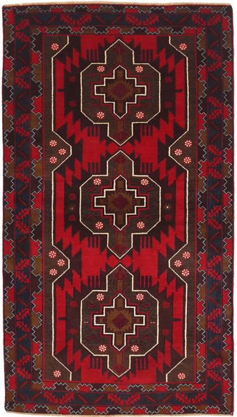 Beluch Koberec 102X197 Orientální Ručně Tkaný Černá/Tmavě Červená (Vlna, Afghánistán)