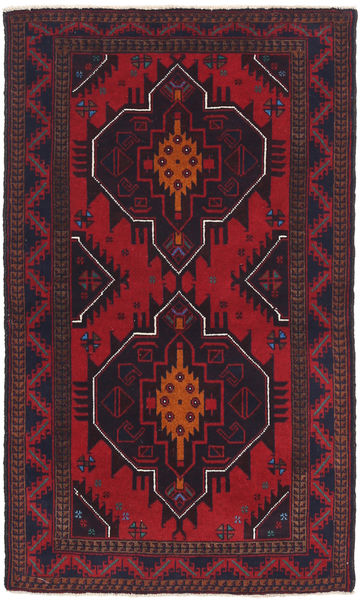 Beluch Tapijt 87X146 Echt Oosters Handgeknoopt Donkergroen/Donkerrood (Wol, Afghanistan)