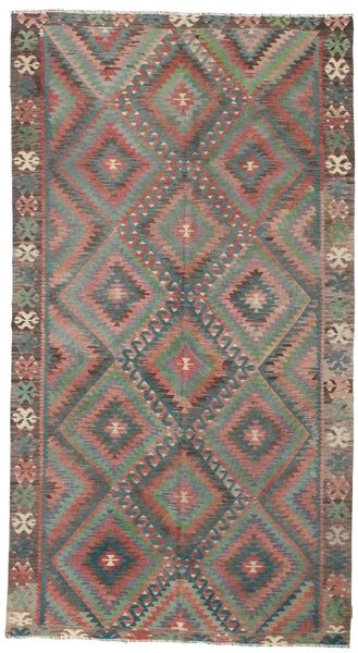 Kilim Semi-Antigo Turquia Tapete 188X342 Oriental Tecidos À Mão Castanho Claro/Cinza Escuro (Lã, Turquia)