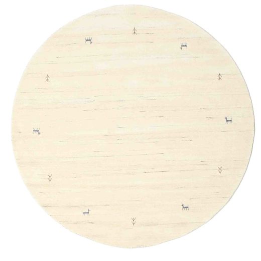 Gabbeh Loom Two Lines - Valkea Matto Ø 200 Moderni Pyöreä Beige/Valkoinen/Creme (Villa, Intia)