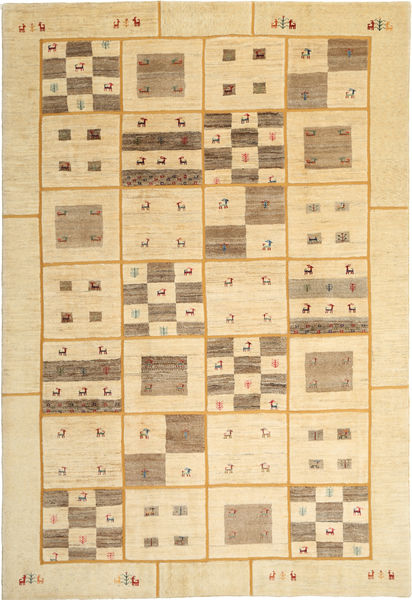 Gabbes (Persja) Patchwork Dywan 206X305 Nowoczesny Tkany Ręcznie Beżowy/Ciemnobeżowy/Jasnobrązowy (Wełna, Persja/Iran)