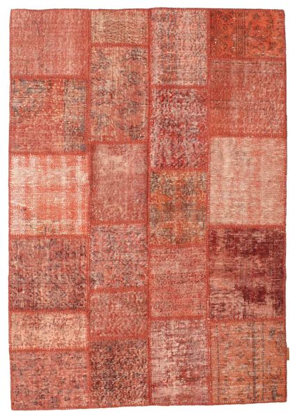 Patchwork Tapis 139X200 Moderne Fait Main Marron Clair/Rose Clair (Laine, Turquie)