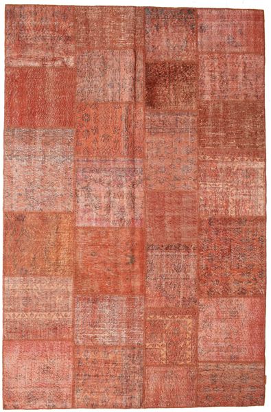Patchwork Matto 196X300 Moderni Käsinsolmittu Vaaleanruskea/Ruoste/Ruskea (Villa, Turkki)