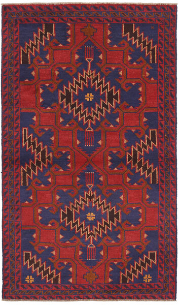 Beluch Tapijt 98X181 Echt Oosters Handgeknoopt Donkerpaars/Donkerrood (Wol, Afghanistan)