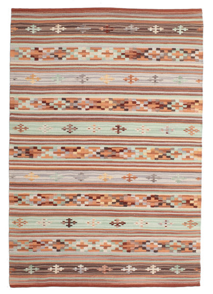 Kilim Anatolian Tapete 120X180 Moderno Tecidos À Mão Castanho Claro/Cinzento Claro (Lã, Índia)