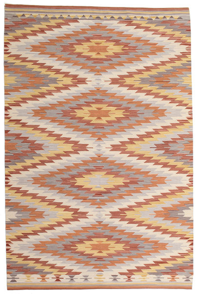 Kilim Konya Tapis 190X290 Moderne Tissé À La Main Marron Clair/Gris Clair (Laine, Inde)