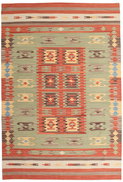 Kilim Izmir Tapete 190X290 Moderno Tecidos À Mão Castanho Claro/Laranja (Lã, Índia)