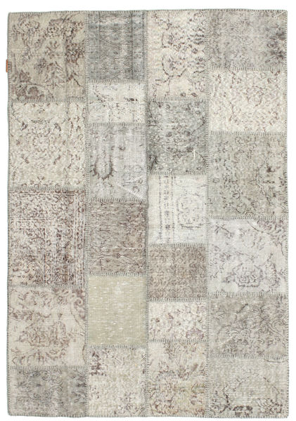Patchwork Rug 138X202 Authentic
 Modern Handknotted Light Grey/Dark Beige (Wool, Turkey)